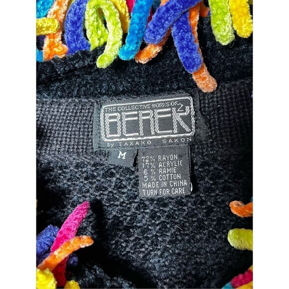 Vintage BEREK by Takako Sakon Chenille Long Sleeve Cardigan Rainbow Sweater Medi - Picture 5 of 5